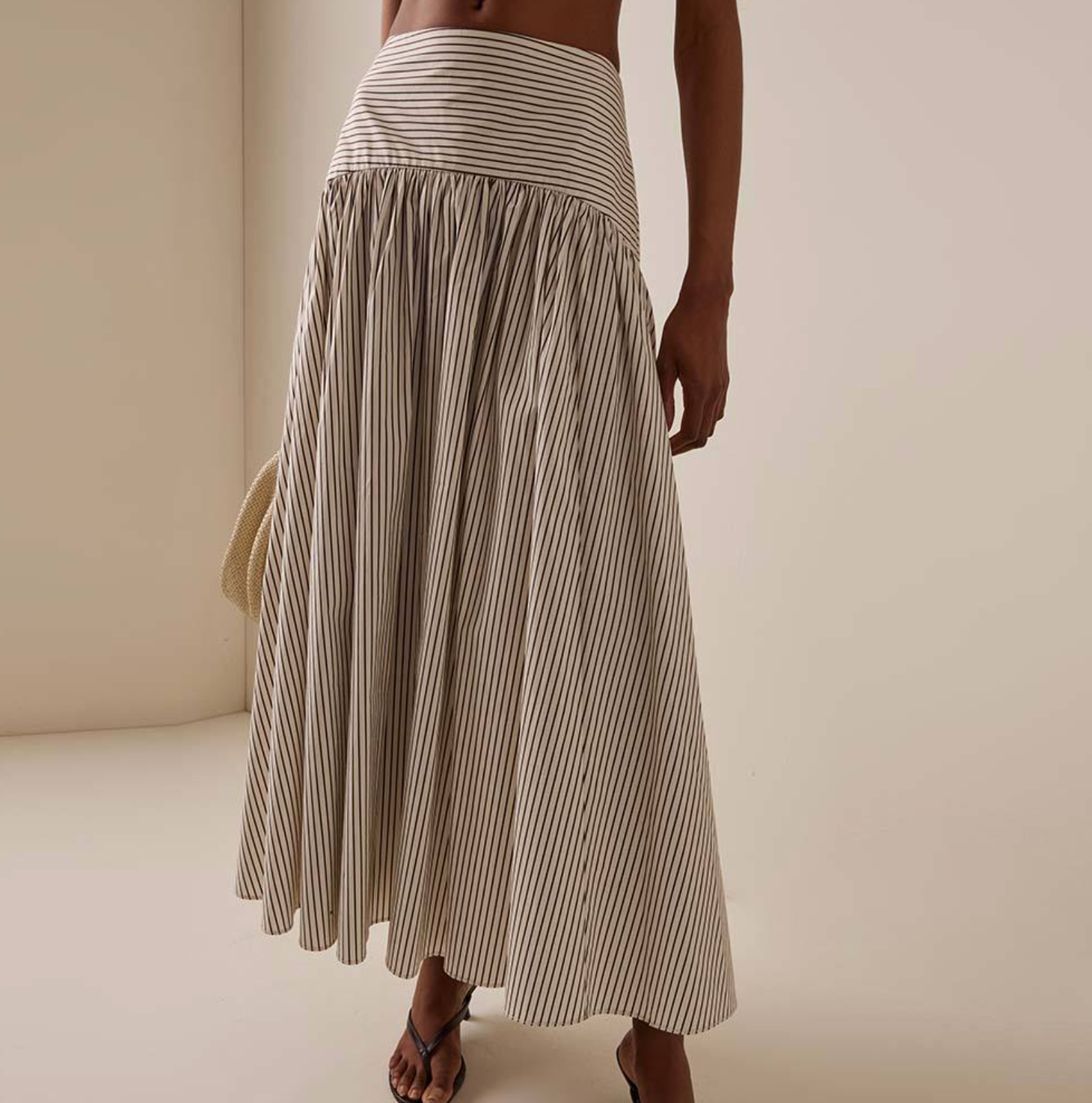 Women’s High-Waisted Striped Cotton Maxi Skirt