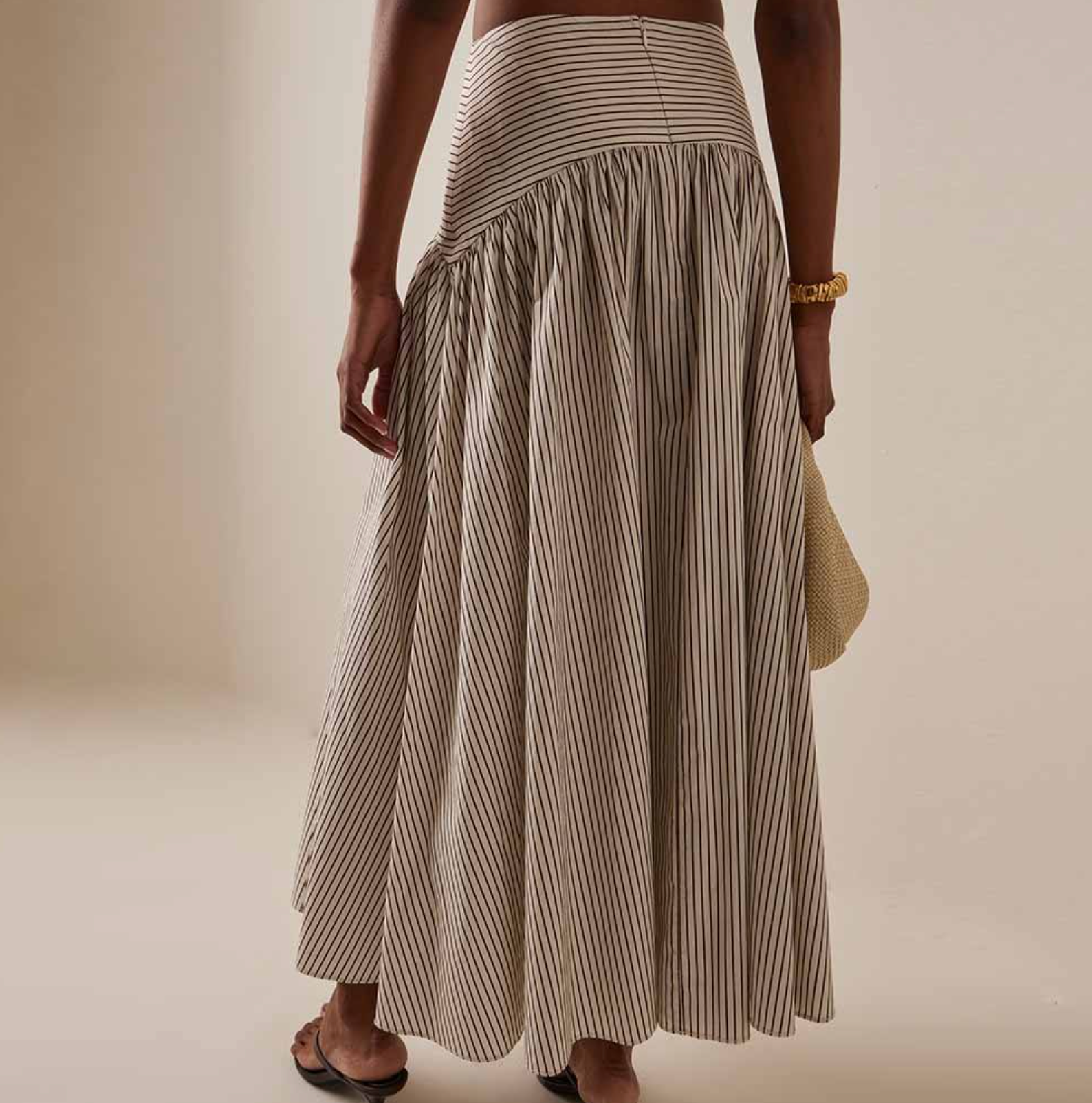 Women’s High-Waisted Striped Cotton Maxi Skirt