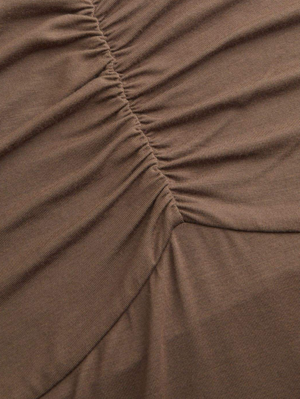 Women’s Brown Halter Neck Ruched Midi Dress