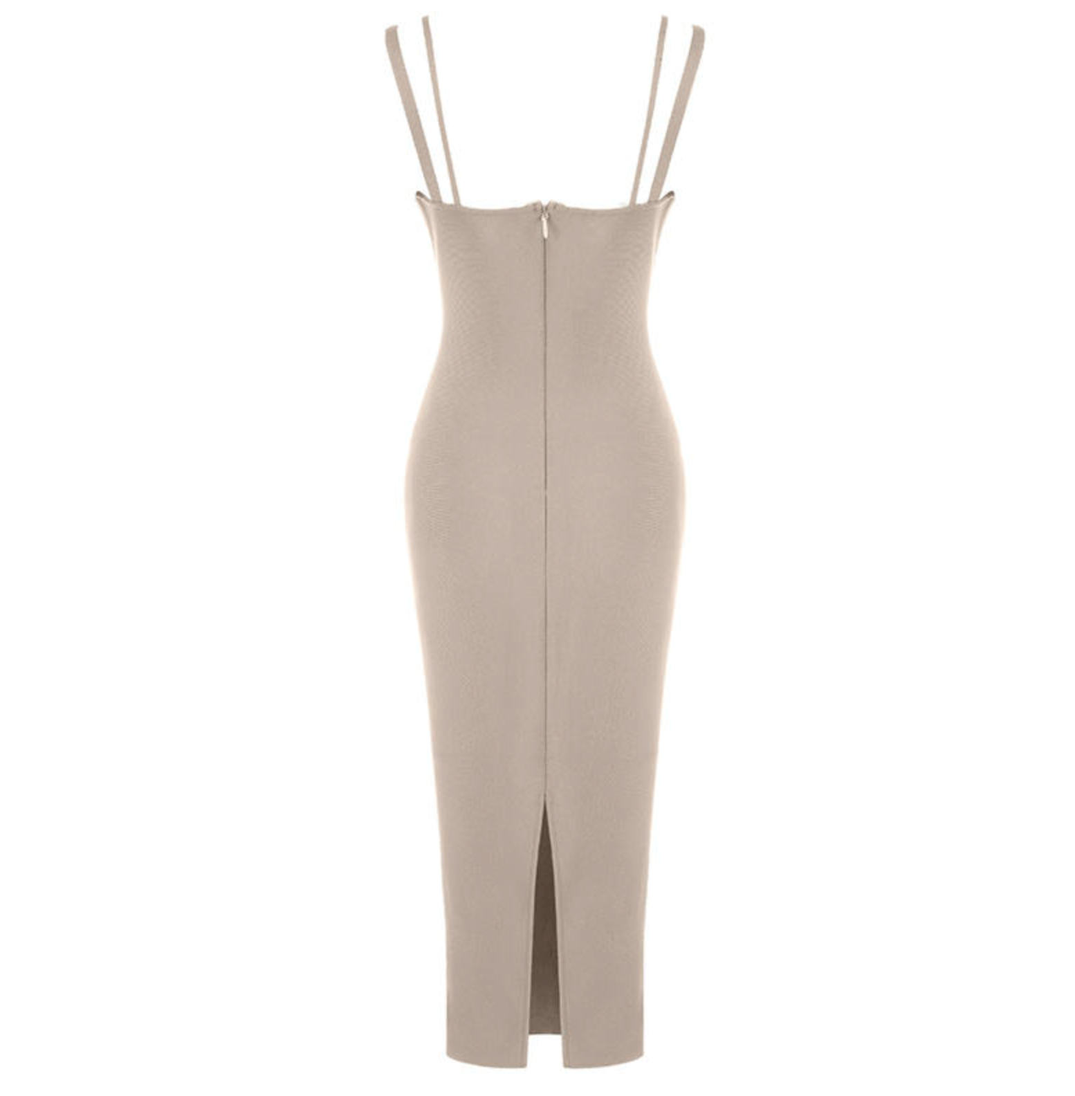Women’s Beige Spaghetti Strap Bandeau Midi Dress