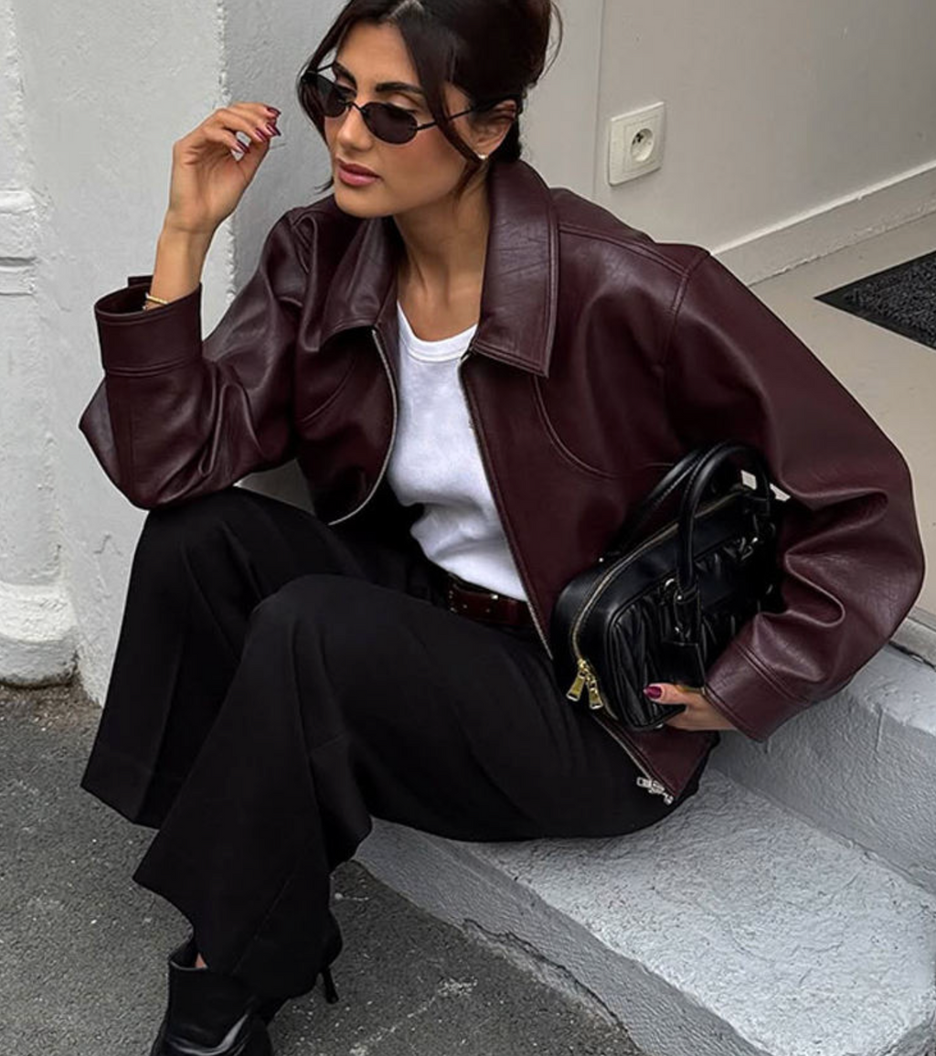 Casual Autumn Cropped Lapel Zipper Jacket