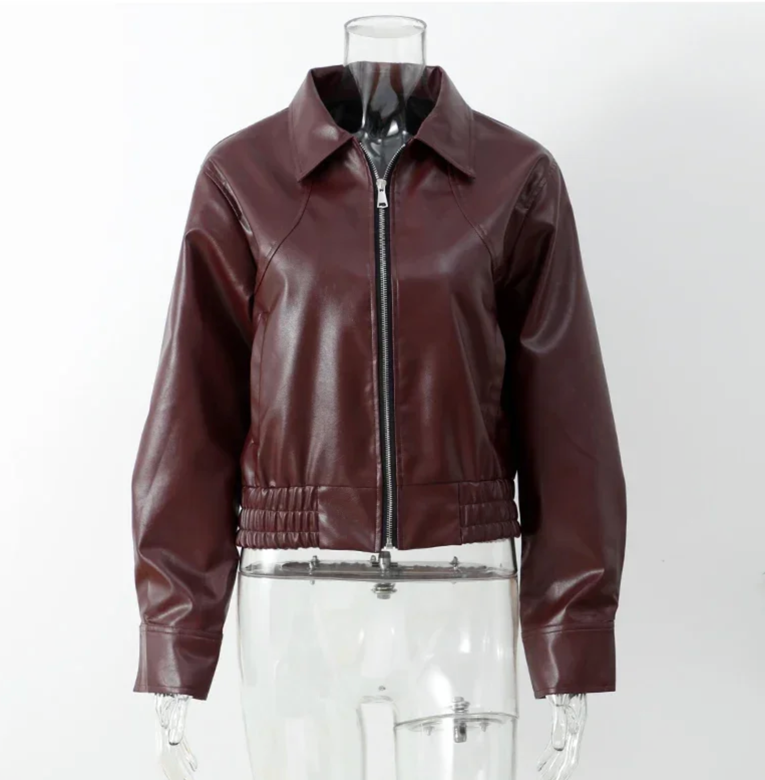 Casual Autumn Cropped Lapel Zipper Jacket