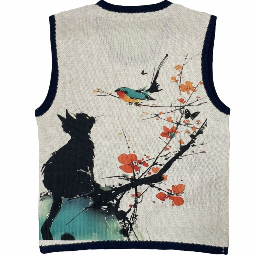 Women’s Artistic Ink Print Knit Vest